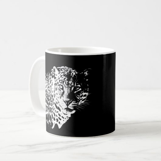 Mug Leopard Visage Animaux Pop Art Modèle tendance (Devant gauche)