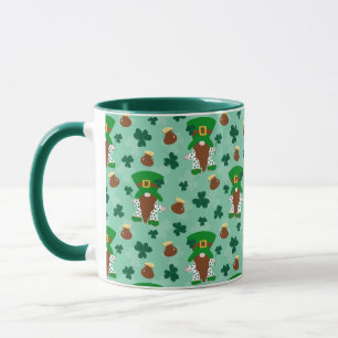Mug Leprechaun Gnomes avec trèfle et Pots d'or