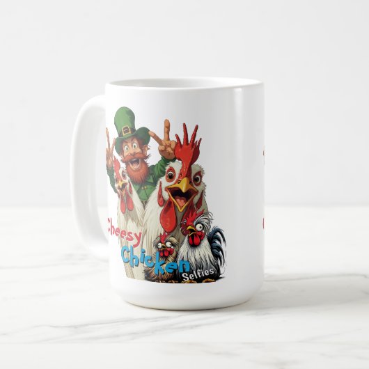 Mug "Leprechaun Selfie" Chessy Chicken Selfies (Devant gauche)