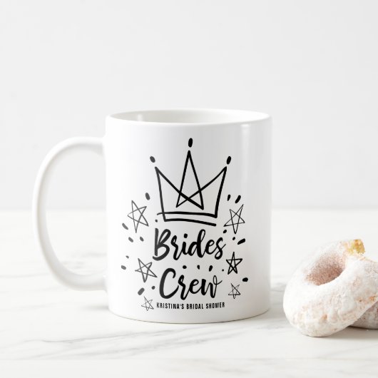 Mug L'équipage de la mariée Lettering Crown and Stars  (Avec donut)