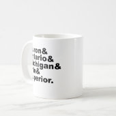 Mug Les 5 Grands Lacs| Huron Ontario Michigan Erie (Devant gauche)