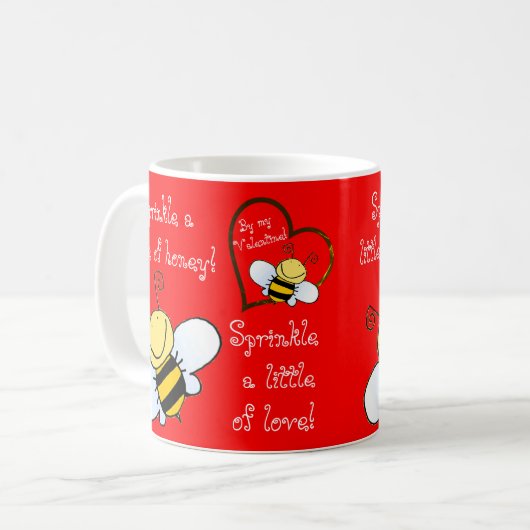Mug Les Abeilles mignonnes Soyez Mon Valentin Rouge (Devant gauche)
