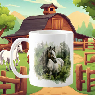 Mug Les amateurs de chevaux mignons ajoutent du monogr