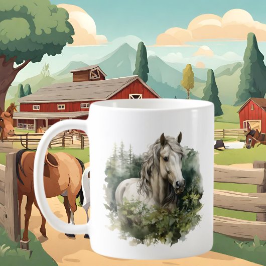 Mug Les amateurs de chevaux mignons ajoutent du monogr