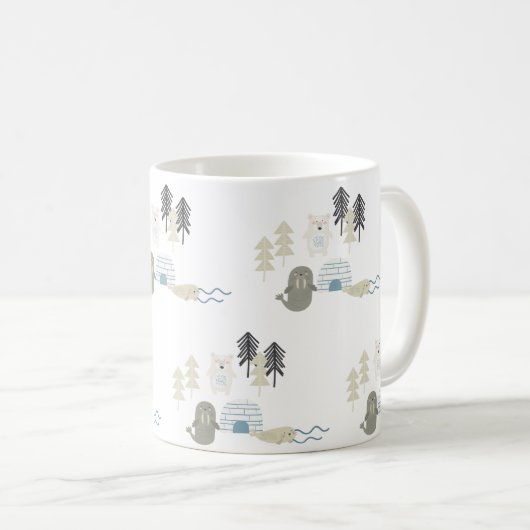 Mug Les animaux d'hiver de l'Arctique (Devant droit)