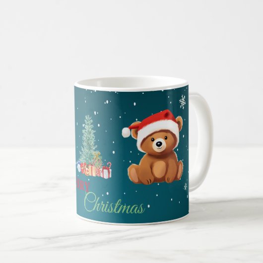 Mug Les animaux mignons hiver Ours Père Noël arbre de  (Devant droit)
