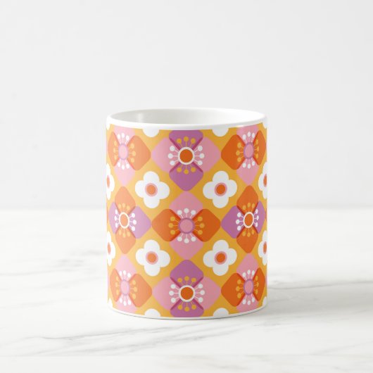 Mug les années 70 fleurs orange (Centre)