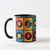 Mug les années 70 Motif de disques vinyle Retro (Gauche)