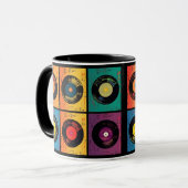 Mug les années 70 Motif de disques vinyle Retro (Devant gauche)