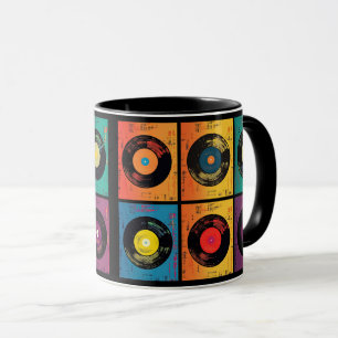 Mug les années 70 Motif de disques vinyle Retro