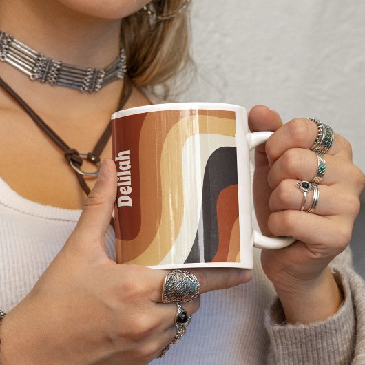 Mug Les années 70 rétro Wavy Orange Super Hippie perso