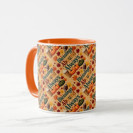 Mug Les Bénédictions Abondent Toujours Design Automne (Devant gauche)