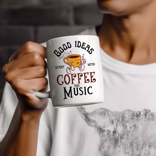 Mug Les bonnes idées commencent par le café et la musi