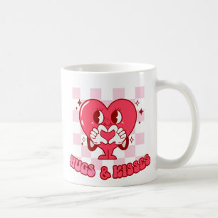 Mug "Les câlins et les baisers" Coeur rose mignon et