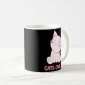 Mug Les chats nous possèdent un Amoureux des chats amu (Devant droit)