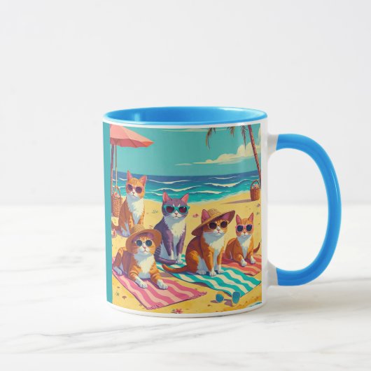 Mug Les chats se prélassent sur la plage (Droite)