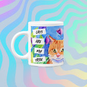 Mug Les chats sont ma tribu | Chat orange et fleurs