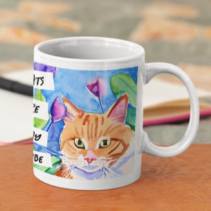 Mug Les chats sont ma tribu   Chat orange et fleurs