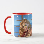 Mug Les cheveux blonds, bleu ont observé (Gauche)