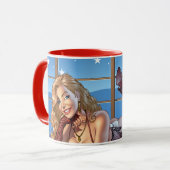 Mug Les cheveux blonds, bleu ont observé (Devant gauche)