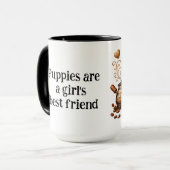Mug Les chiots sont le meilleur ami d'une fille (Devant gauche)