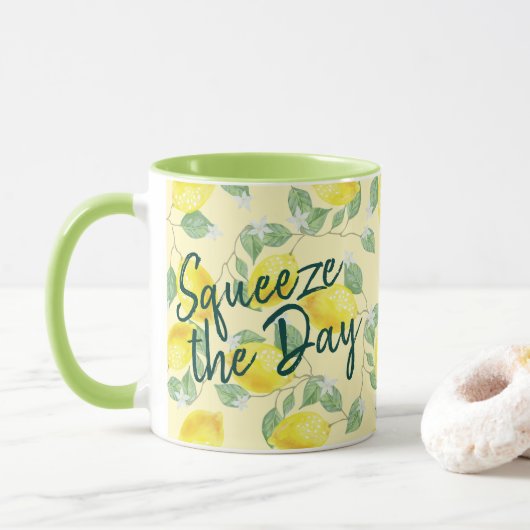Mug Les citrons d'aquarelle serrent le jour (Avec donut)
