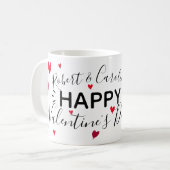 Mug Les coeurs de heureuse Sainte-Valentin ajoutent (Devant gauche)
