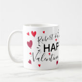 Mug Les coeurs de heureuse Sainte-Valentin ajoutent (Gauche)