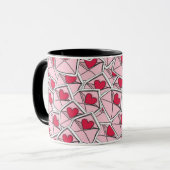 Mug Les coeurs de Valentine sur des enveloppes (Devant gauche)