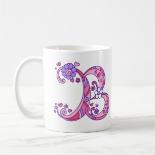 Mug Les coeurs et les fleurs décoratifs du monogramme