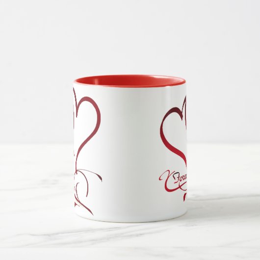 Mug Les Coeurs Forever rouge sur blanc (Centre)