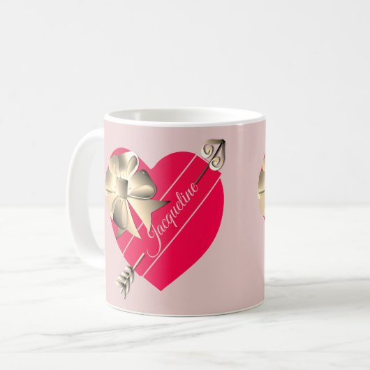 Mug Les Coeurs rouges de Valentine avec Bow (Devant gauche)