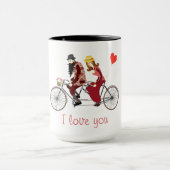 Mug Les couples affectueux sur une bicyclette tandem (Centre)
