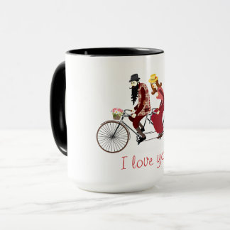 Mug Les couples affectueux sur une bicyclette tandem
