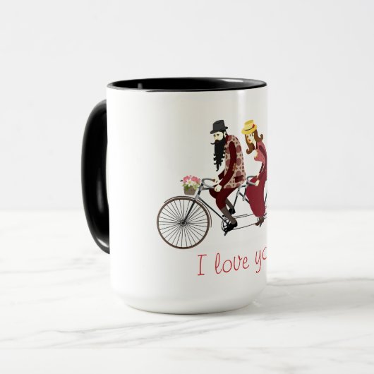 Mug Les couples affectueux sur une bicyclette tandem (Devant gauche)