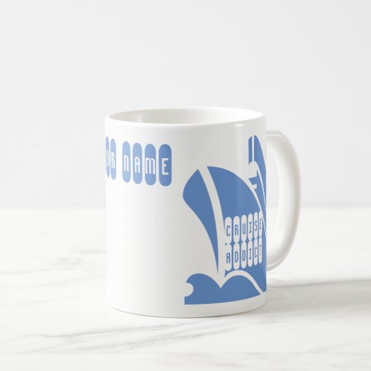 Mug Les croisières de croisière. Personnaliser le nom (Devant droit)