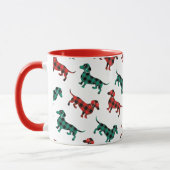 Mug Les Dachshunds de Noël de Buffalo Plaid Tartan (Gauche)