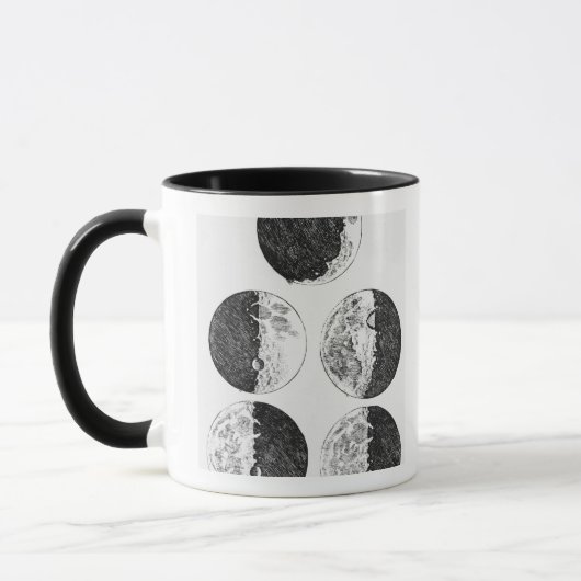 Mug Les dessins de Galileo des phases de la lune (Gauche)