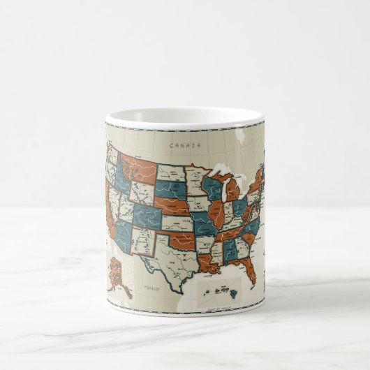 Mug Les Etats-Unis - Carte vintage (Centre)