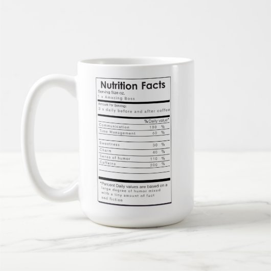 Mug Les faits nutritionnels amusants d'un grand BOSS M (Gauche)
