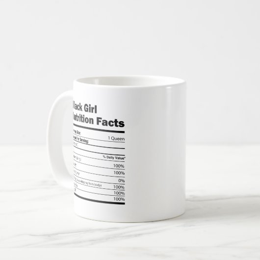 Mug Les faits nutritionnels de la fille noire (Devant gauche)