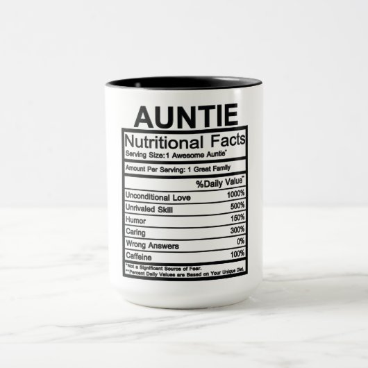 Mug Les faits nutritionnels de la tante (Centre)