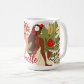 Mug Les femmes dans le jardin, Fleurs rouges Le feuill (Devant droit)