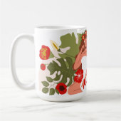 Mug Les femmes dans le jardin, Fleurs rouges Le feuill (Gauche)