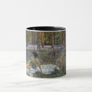 Mug Les femmes dans une forêt de fleurs bleues