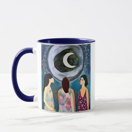 Mug Les femmes regardent l'oeuvre d'art de la lune (Gauche)