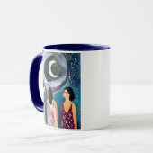 Mug Les femmes regardent l'oeuvre d'art de la lune (Devant gauche)