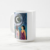 Mug Les femmes regardent l'oeuvre d'art de la lune (Devant gauche)