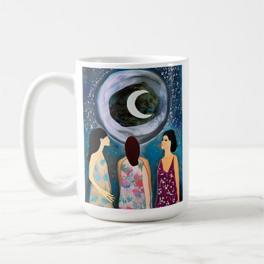 Mug Les femmes regardent l'oeuvre d'art de la lune (Gauche)