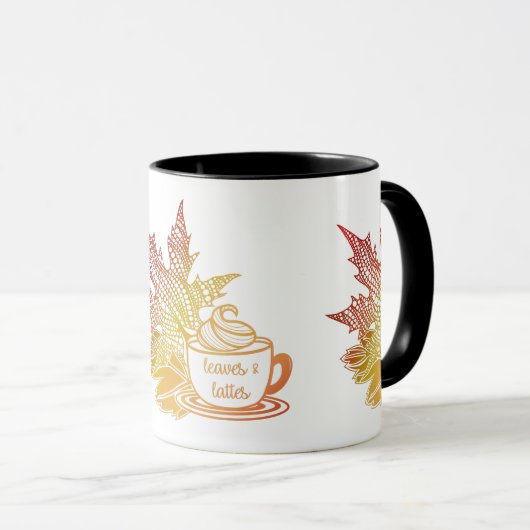 Mug Les Feuilles et les lattes chassent le café (Devant droit)